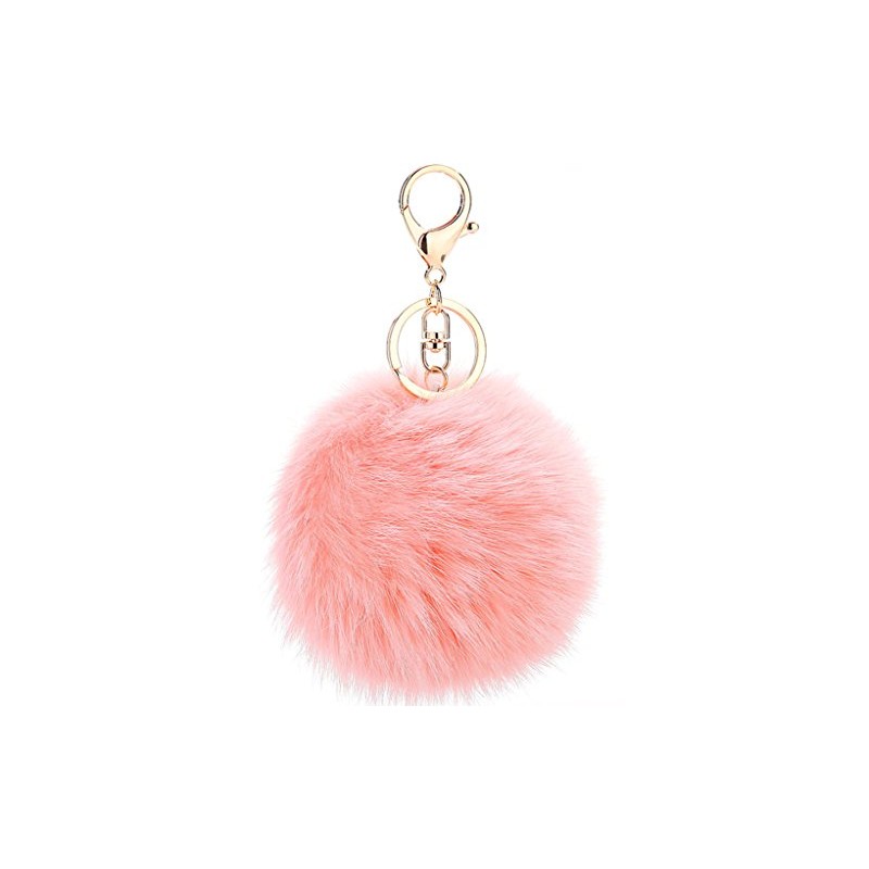 Double Smile Fluffy Bag Charm Cute Pom Keychain Pendant Fake