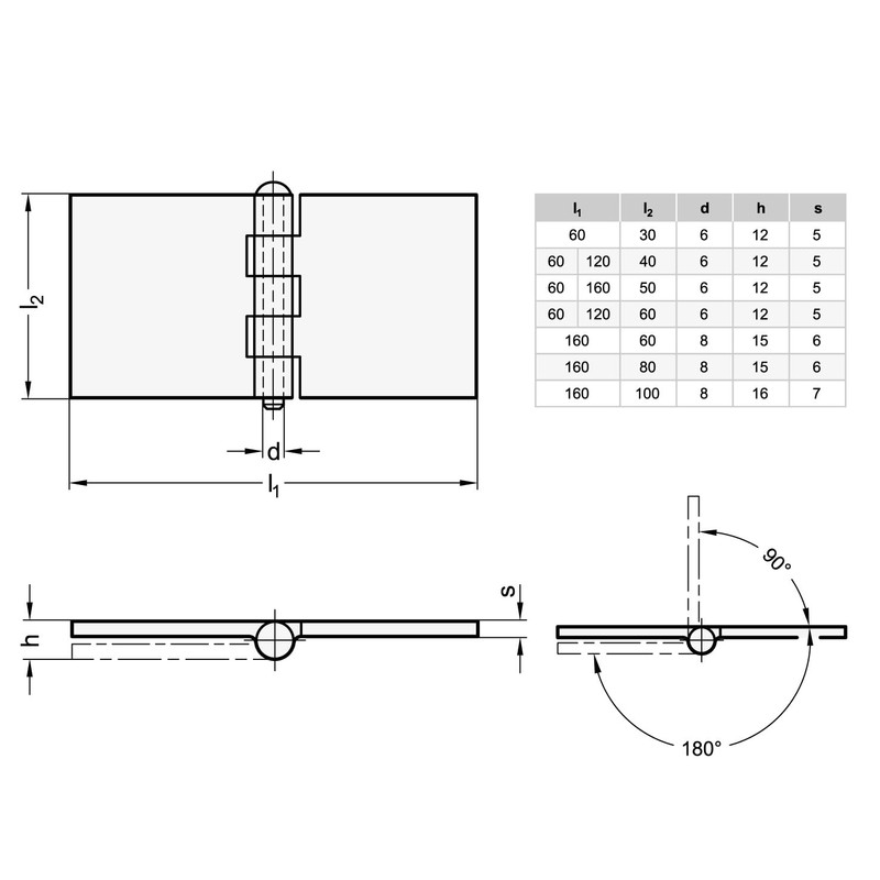 Ganter Normelemente | Weld-On Hinge - GN 1366-ST-60-60-A-BL | Steel