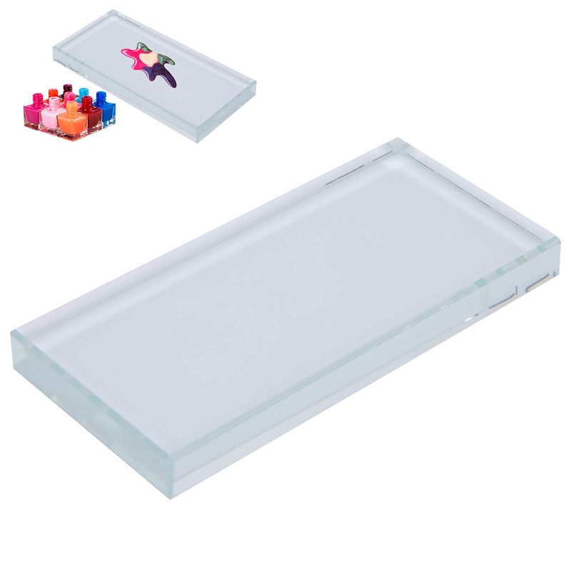 Glass Rectangle Nail Art Palettes, Manicure Colour Mixing Mixing DIY