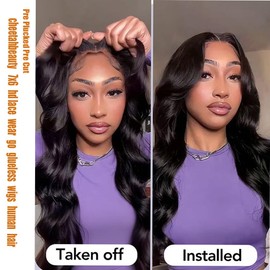 CHEETAHBEAUTY 7x6 Glueless Wigs Human Hair Pre Plucked Pre Cut 28 Inch Body Wave Lace Front Wigs Human Hair for Women 7x6 HD Lace Closure Wigs with Elastic Drawstring 200% Density Nautural Color