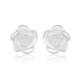 Momal Jewels Rose Flower Stud Earrings Sterling Silver Plated Small
