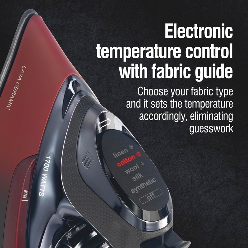 CHI Steam Iron for Clothes with 8' Retractable Cord, 1700