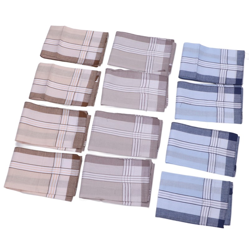 12 Pcs 40cm Cotton Men Handkerchiefs Elderly Handkerchief Sweat Absorbent
