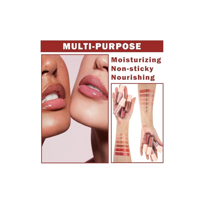 6 Piezas Lip Oil Tint Gloss Labial Permanente Rojo Labiales