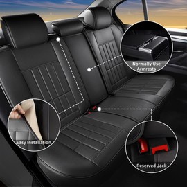 RAWAKORW Car Seat Covers Fit for Chevy Blazer 2019-2023 2024 2025 Full Set Waterproof Faux Leather, and Easy to Install Automotive Cusion Interior Accessories (5 Seat, Black)
