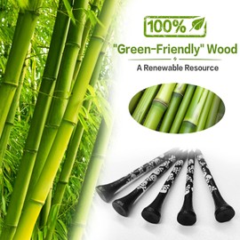 FINGER TEN Golf Tees Wood 3 1/4 2 3/4 Inch Wooden Bamboo 50/120 Count, Durable Biodegradable Colored Bulk Tee 70mm 83mm (Black&Bones, 3 1/4 Inch(120 Pack))