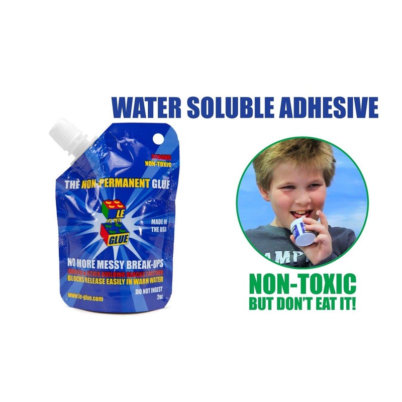 Le-Glue Releasable Adhesive made for Plastic Building Blocks 2pk