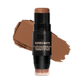 Nudestix Nudies Bronze All Over Matte Bronzing Stick – 3-in-1 Cream Bronzer for Cheeks, Eyes & Lips with Built-In Brush | Natural Contour & Sun-Kissed Glow | Vegan, Long-Wear Makeup (Manila)