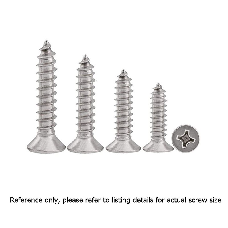 500X NUZAMAS 6G*25 304 Stainless Steel Self-Tapping Screws Cross Flat