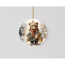 Twisted R Design Christmas Bear Ceramic Christmas Ornament, Christmas Tree Decoration