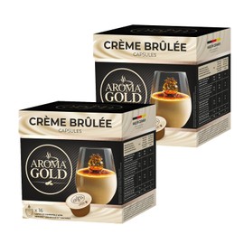 AROMA GOLD Creme Brule Flavour Coffee Pods 256g (32 Capsules) – Coffee Capsules Dolce Gusto Compatible Flavoured Coffee Pods for Nespresso Machines Barista-Approved, Mild & Harmonious Taste Perfect