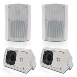 Herdio Passive Outdoor Speakers Wired Waterproof, 4 Inches 2-Way 400W Wall Mounted Speakers with Dome Tweeter, All-Weather Durability, for Patio Porch Backyard (2Pairs, White)