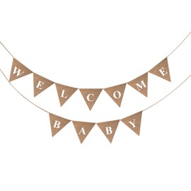 Boston Creative company LLC Welcome Baby Burlap Baby Shower Banner Welcome Baby Home Decor Birthday Decor Spring Shower Baby Photo Props Baby Announcement