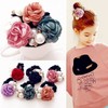 FXQHAN 5PCS Korean Fashion Pearl Hair Rope Rose Flower Hair