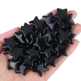 AWARDSEN 20 Pcs Black Obsidian Crystal Star Gemstones Set Healing Crystals Natural Black Star Stones Reiki Protection Polished Stones Meditation Energy Balancing Crystal