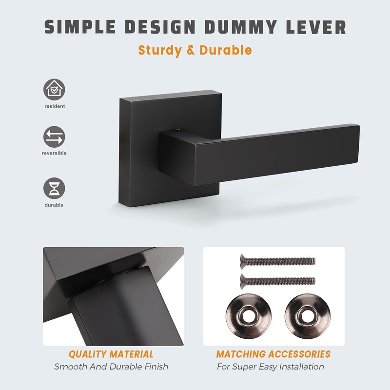 KNOBWELL 6 Pack Heavy Duty Dummy Door Handle Door Leversets,