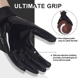 RIGWARL Football Gloves Adult Men, Youth Kids Football Gloves with Super Sticky Grip, Receiver Glove Best Gift for Adult Youth Kids Boys 8-12