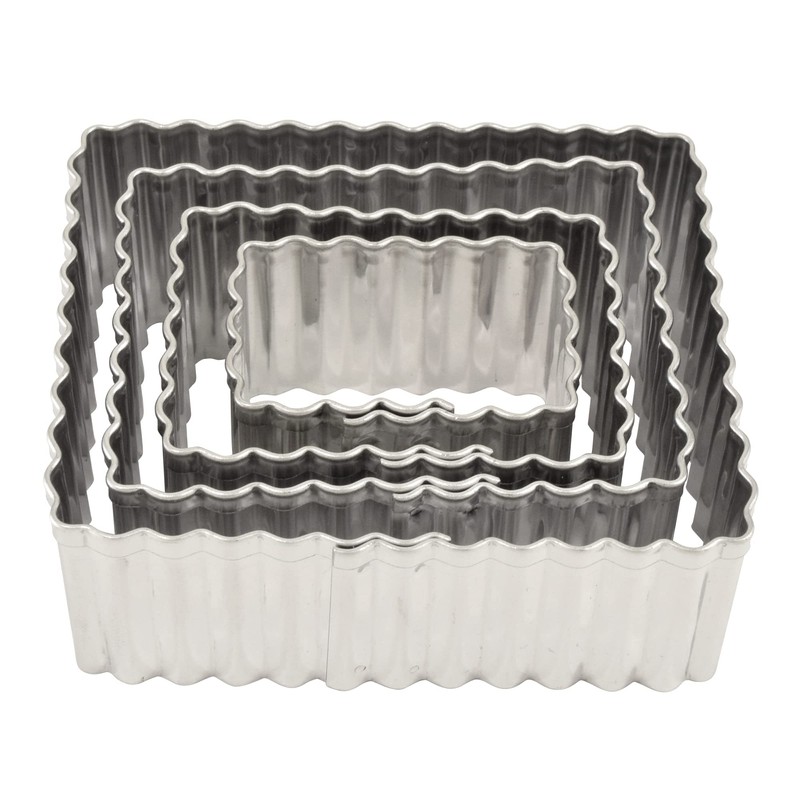 R&M International Fluted Rectangle Cookie and Biscuit Cutters, Tinplated Steel,
