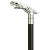 AnNafi Silver Plated Walking Cane Black Metal Chrome Finish Handle