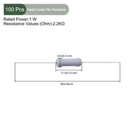 YOKIVE 100pcs Metal Oxide Film Resistors Axial Lead Resistors Maintain Normal Circuit Operation for Power Equipment Gray 1W 2.2K Ohm