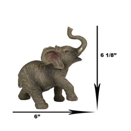 Ebros Gift Safari Grasslands Wildlife Male Tusked Elephant Trumpeting with Trunk Up Figurine Auspicious Feng Shui Vastu Lucky Elephants