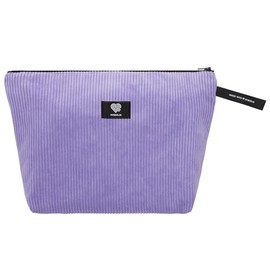 Kulturbeutel Damen Herren Reise – Cord Flieder Handmade in Germany – große Kosmetiktasche Unisex mit Reißverschluss – Organizer Tasche – vegan & robust