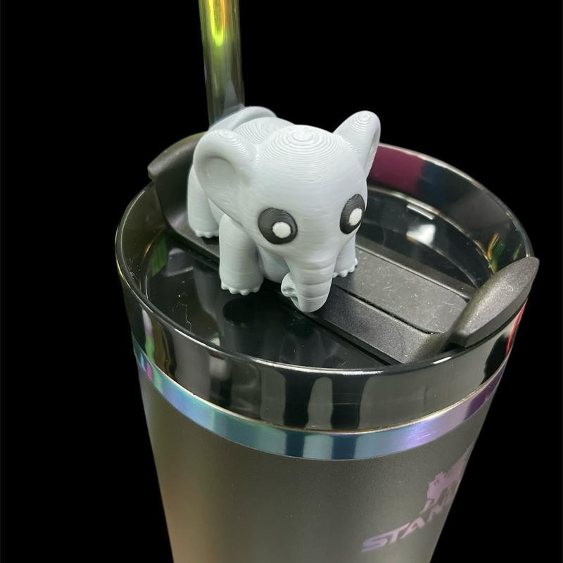 Tumbler Straw Buddy Dragon Guardian Straw Figurine 3D Printed:_Ice