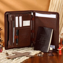 Fuyoooo Christmas Christian Bible Gifts Gifts Leather Portfolio Bible Verse Notebook Scripture Gel Pen Religious Inspirational Faith Appreciation Gifts for Men Women for Coworkers Staff Pastor