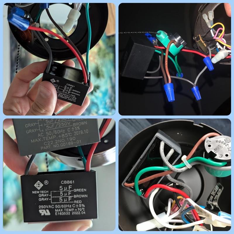 3 Pcs 5 Wire Ceiling Fan CBB61 Capacitor for New