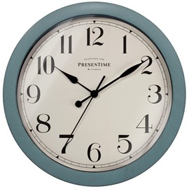 Presentime & Co Vintage Farmhouse Wall Clock, Aged Teal Finish, Silent No Ticking, Rustic and Retro Style, 11.5 inch