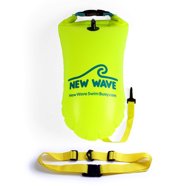 New Wave Swim Buoy - Swim Safety Float and Drybag for Open Water Swimmers, Triathletes, Kayakers and Snorkelers, Highly Visible Buoy Float for Safe Swim Training (15 Liter - Medium)