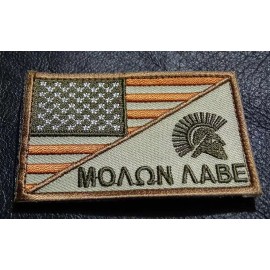 MOLON LABE SPARTAN USA FLAG HOOK FASTENER PATCH
