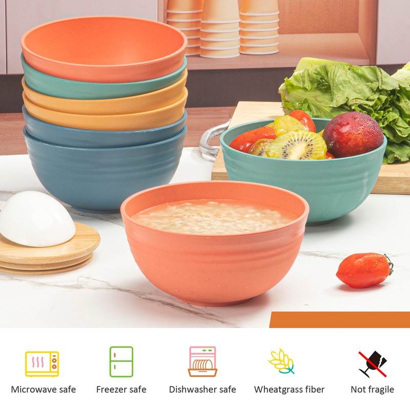 Wheat Straw Bowl Sets, 8PCS Unbreakable Wheat Straw Cereal Bowls,