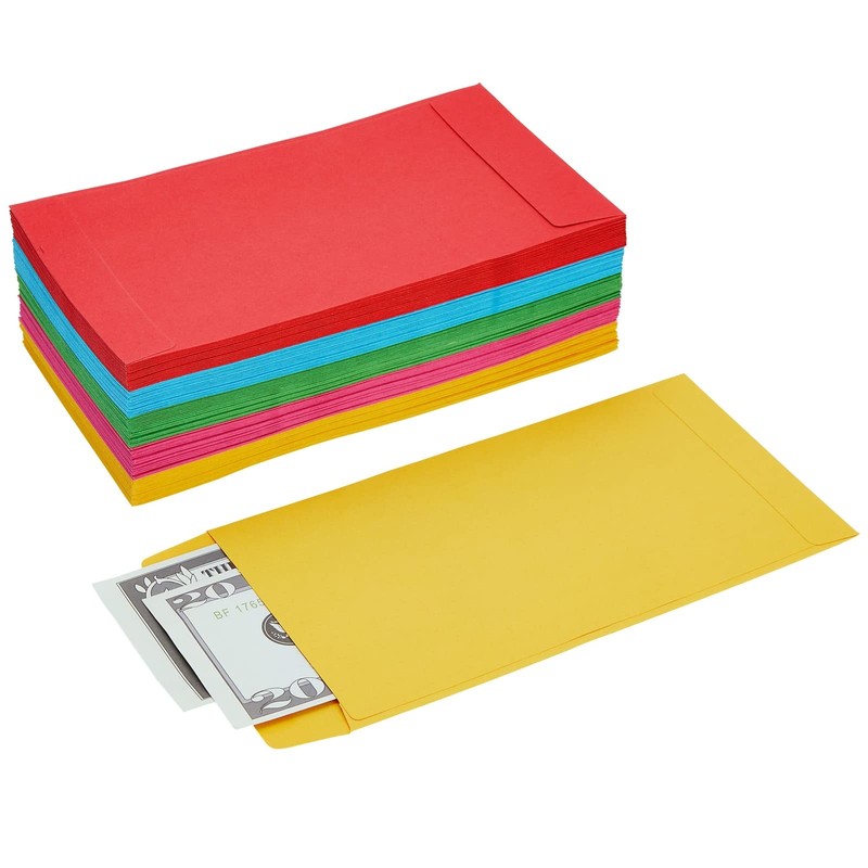100 Pack Colorful Money Envelopes for Cash, Payroll, Money Saving,
