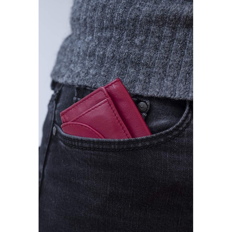 LEAS Small Men's and Women's wallet, Genuine Leather, red Mini-Edition''