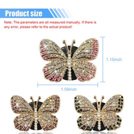 3PCS Bling Butterfly Car Dashboard Air Vent Trim Clips, Crystal Rhinestone Car Diffuser Air Conditioner Outlet Clip, Air Freshener Vent Clip Car Interior Decoration Clip for Women (Purple/Green/Pink)