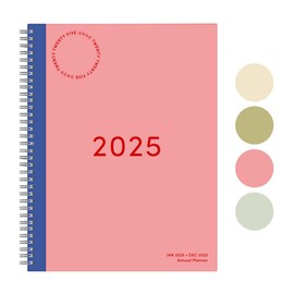 Rileys & Co 2025 Simple Weekly Planner - Annual Weekly & Monthly Agenda Planner, Jan - Dec 2025, Flexible Cover, Notes Pages, Twin-Wire Binding (8.5 x 11-Inches, Pink)