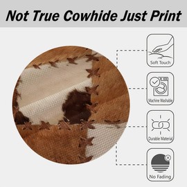 Cowhide Pillow Covers 16x16 Set of 2,Patchwork Cow Fur Print Throw Pillow Covers For Bed Sofa,Farm Cow Decor Decorative Pillow Covers,Western Cowboy Cushion Covers Farmhouse Decorations,Brown White