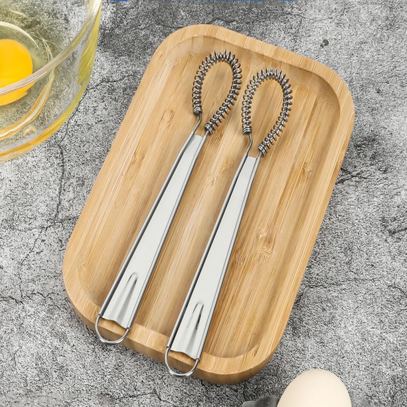 2 Pcs Stainless Steel Manual Whisk Egg Beater Hand Whisker