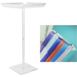 Expositor para pelucas, 4 caras, acrílico Organizador de extensiones, 27.5x27.5x50cm, desmontable, lavable, salón y hogar, transparente