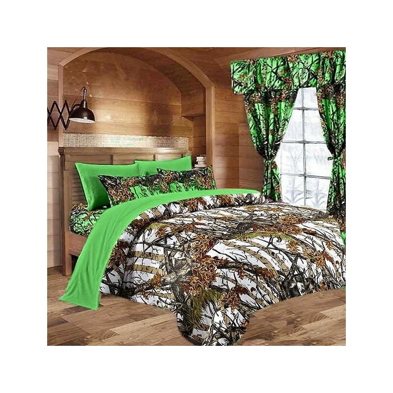Regal Comfort BIOHAZARD GREEN CAMO SHEET SET!! TWIN SIZE BEDDING