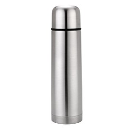 Bargain Factory Water Flask, Double Walled Vacuum Insulated Thermos 1l, Leakproof 24 Hours Hot and Cold Water Bottle, Durable Stainless-Steel Interior and Exterior, Silver