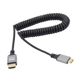 RIIEYOCA 4K Mini HDMI to HDMI Coiled Cable, Mini HDMI Male to HDMI Male, Retractable Spring Cable, Supports 3D and 4K, 1080p, for Laptop, Projector, TV, Monitor (1m/3.28ft)