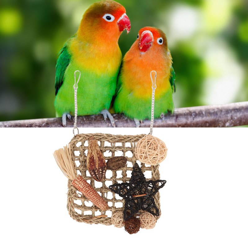 Bird Foraging Wall Toy Safety Parrot Woven Hanging Mat Climbing