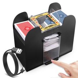 Lineba Card Shuffler for 1-6 Decks Cards, USB Power/Battery Operated Electric Automatic Shuffler Machine, Heavy Duty Playing Card Shufflers for Uno, Skip-Bo, Phase 10, Home Party Card Games