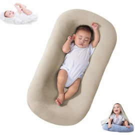 Baby Lounger 0-24 Months, Baby Lounger for Newborn, Soft Organic Cotton Breathable Lounger for Infants (Apricot Baby Lounger)