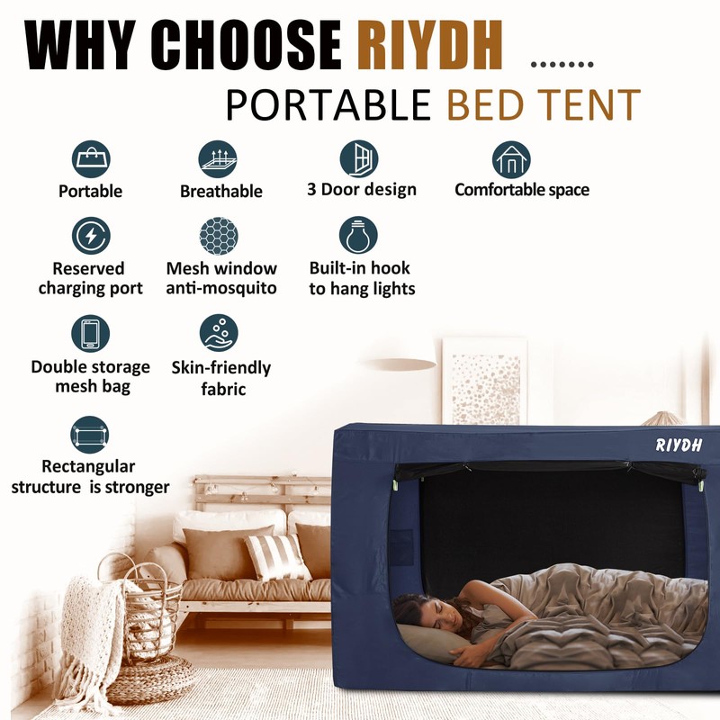 Queen Bed Canopy Tent - Portable Dream Tent for Kids