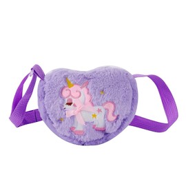 Little Girls Birthday Party Gifts Plush Unicorn Crossboby Bags Cute Toddler Coin Purse Wallets Kids Mini Shoulder Bag (Horse-Purple-B)