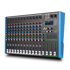 Yamnweo MIX-12 DJ Controller Mixer, DJ Audio Mixer 12-Channel Input with 99-bit DPS and 7-segment Equalizer Chip Bluetooth USB Recording and MP3 Playback for Stage, Bar, Studio