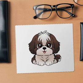 2 x 'Cute Shih Tzu Dog' Microfibre Lens/Glasses Cleaning Cloths (LC00029724)